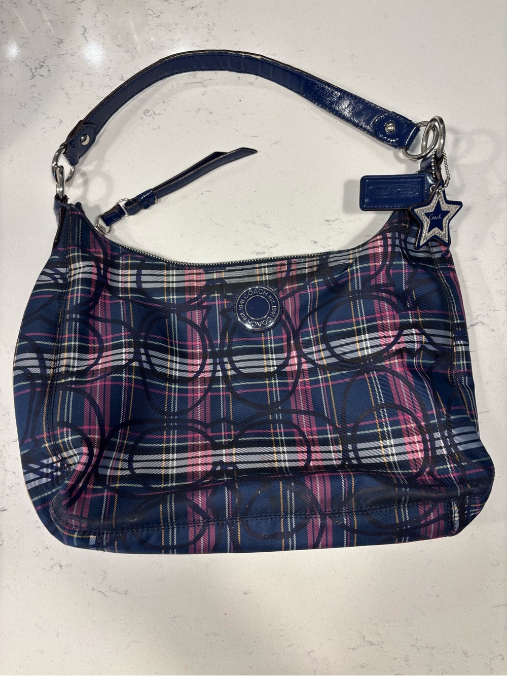 Y2K Coach Ashley Tartan Plaid Shoulder Bag with Crossbody Strap & Care Card 2013